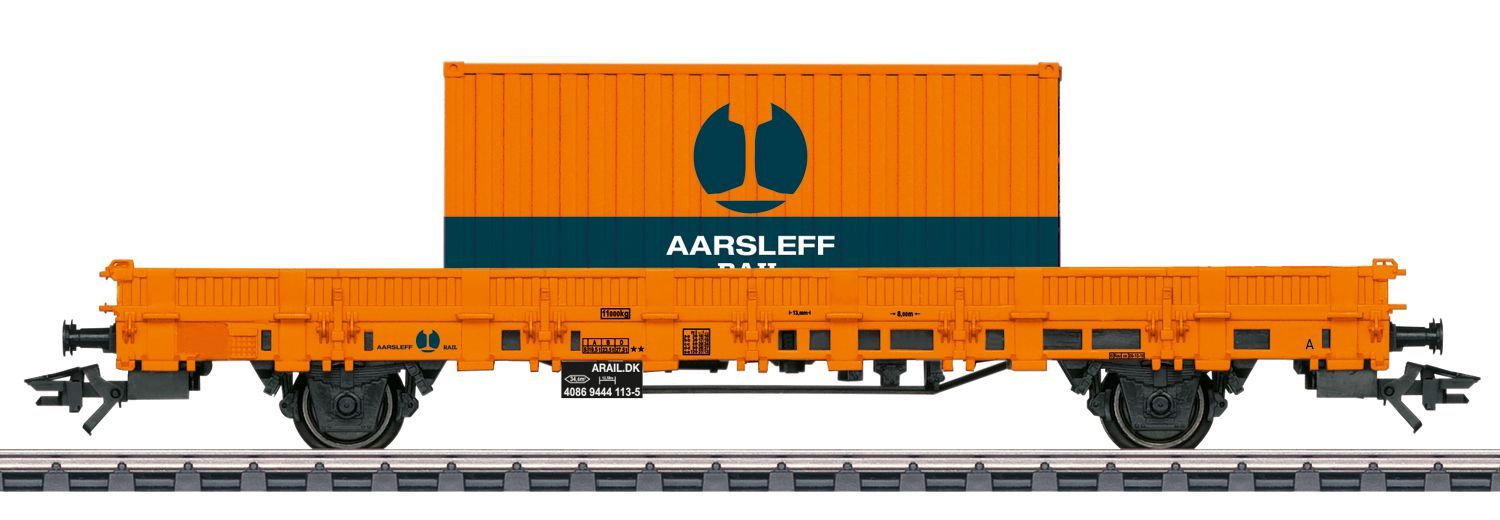 Märklin 46933 - Niederbordwagen Kls mit Container, Aarsleff Rail A/S, Ep.VI