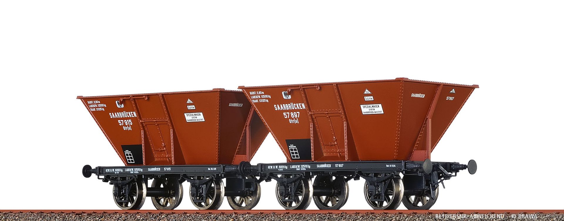 Brawa 48804 - 2er Set Kohletrichterwagen, KPEV, Ep.I