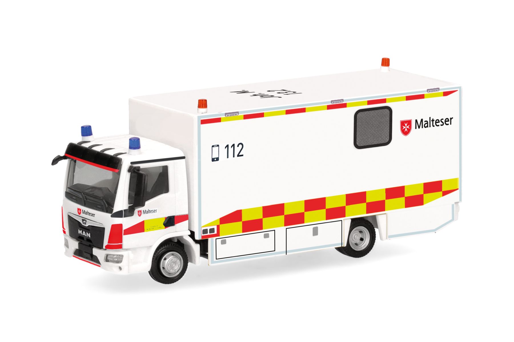 Herpa 098809 - MAN TGL CC Koffer-LKW "Malteser München"