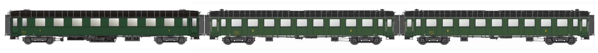 L.S. Models MW40929 - 3er Set Personenwagen OCEM A8+B9+B9, SNCF, Ep.III