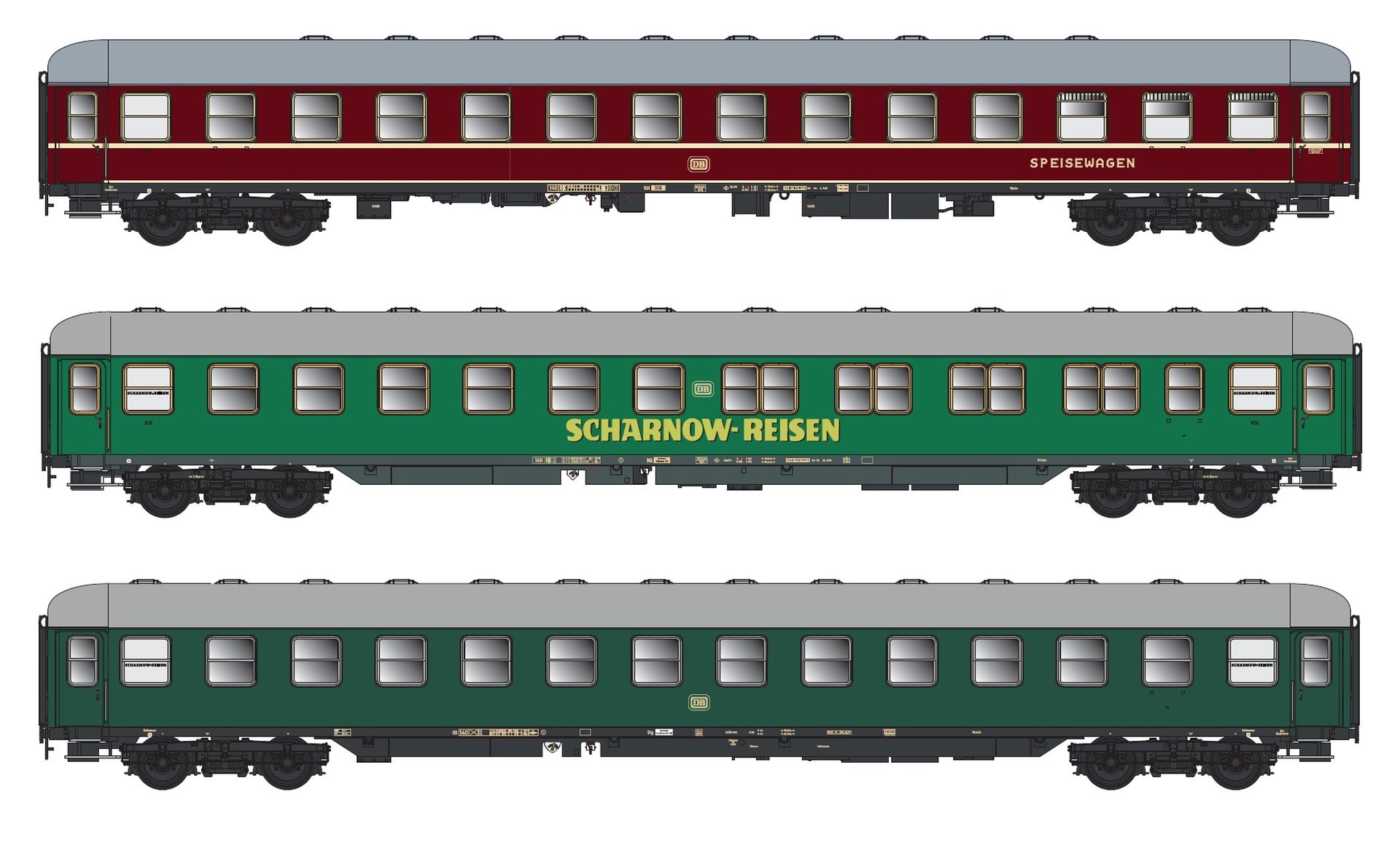 ACME AC 55305 - 3er Set Personenwagen 'Scharnow', DB, Ep.III, Set A