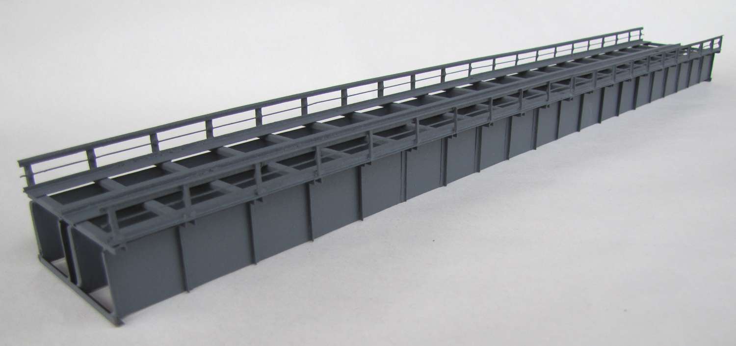 Hack 25090 - TN42-2 - Blechträgerbrücke 42cm, 2-gleisig, grau