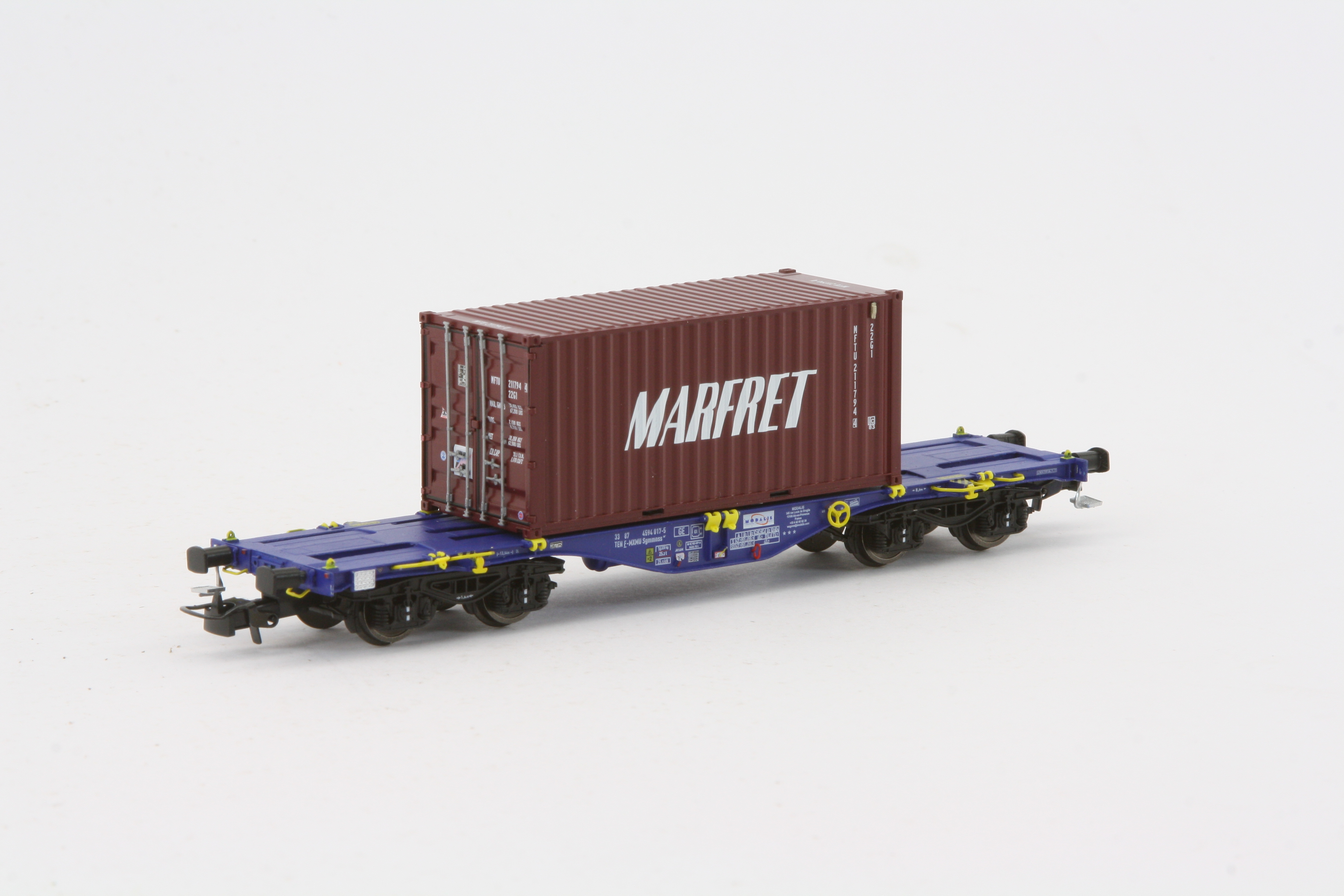 PT-Trains 100263 - Containertragwagen Sgmmnss mit Container 'MARFRET', Modalis, Ep.VI