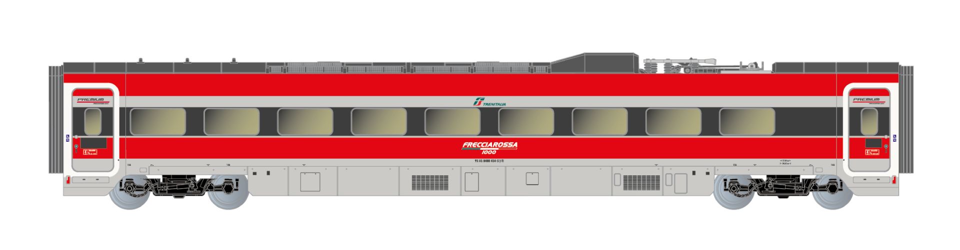 Arnold HN3512 - 4er Set Zwischenwagen, 4-tlg., Frecciarossa ETR 1000, FS-Trenitalia, Ep.VI