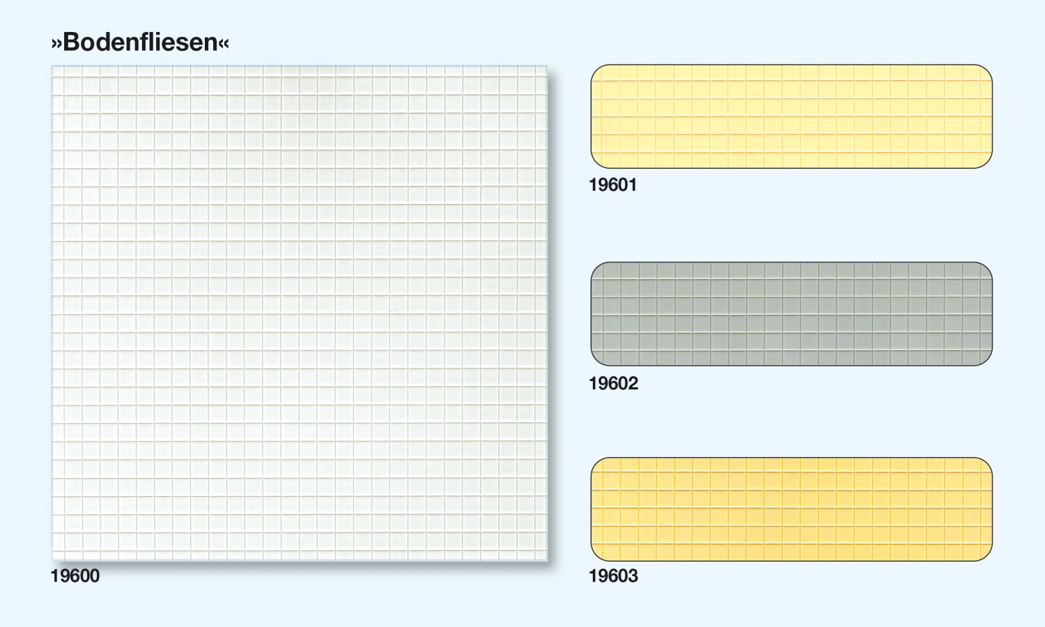 Preiser 19602 - Bodenfliesen quadratisch grau, 3 Platten, 95 x 95 mm