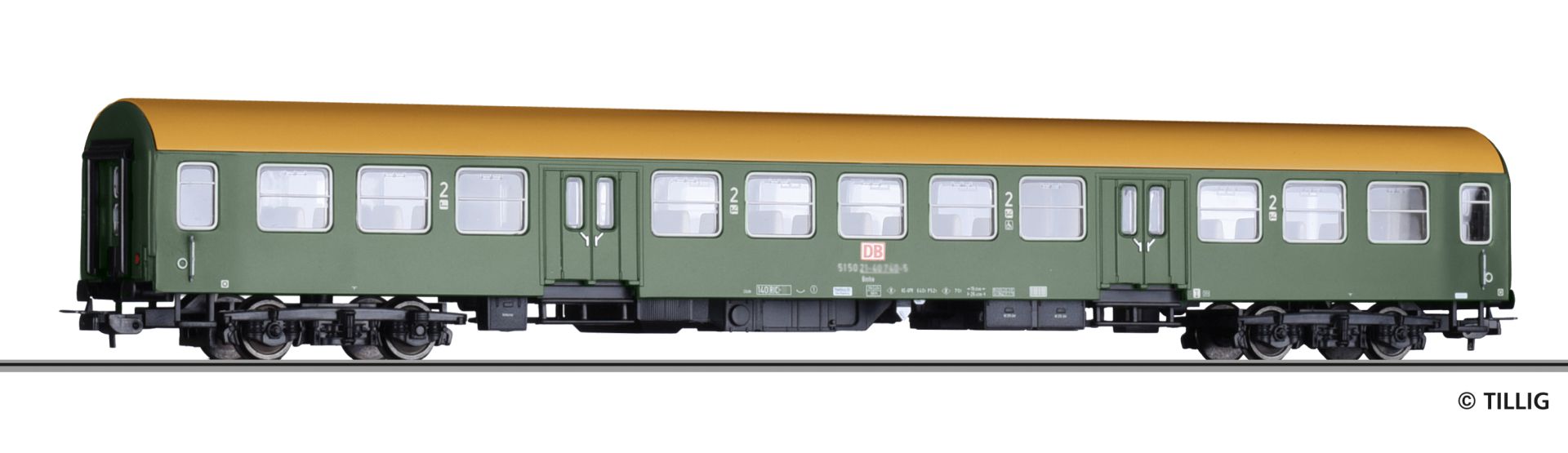 Tillig 75006 - Personenwagen, 2. Klasse, Bmh 721, Bauart Halberstadt, DBAG, Ep.V