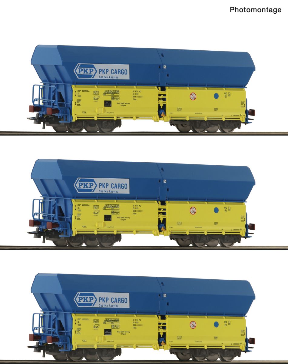 Roco 6600136 - 3er Set Selbstentladewagen Falns, PKP, Ep.V-VI
