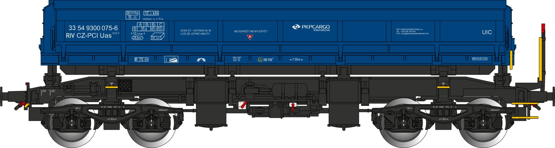Albert Modell 930009 - Offener Güterwagen Uas, CZ-PCI, PKP-Cargo, Ep.VI