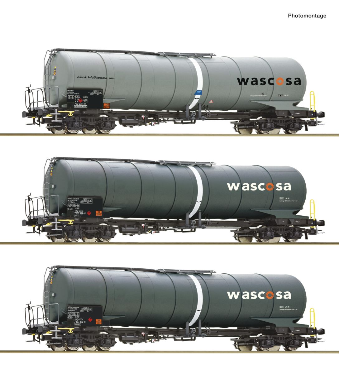 Roco 6600143 - 3er Set Kesselwagen Zacns, Wascosa, Ep.VI