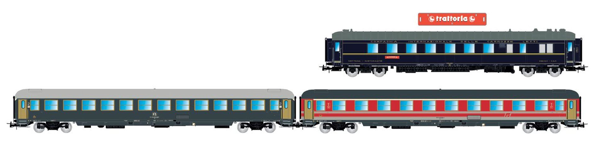 Rivarossi HR4361 - 3er Set Personenwagen 'Alpen-Express', FS, Ep.IV, Set 1