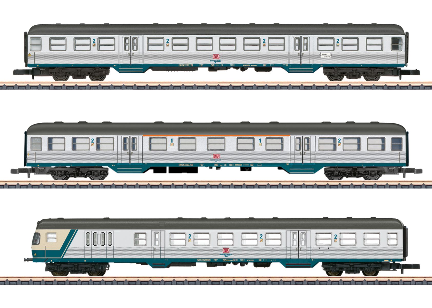Märklin 87183 - 3er Set Personenwagen mit Karlsruher Kopf, DBAG, Ep.V