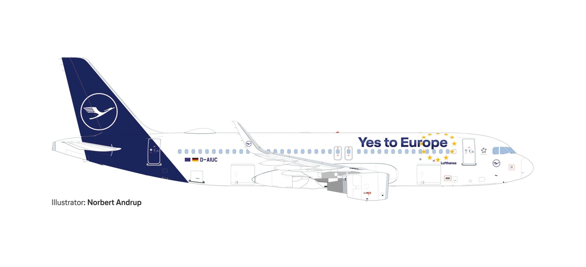 Herpa 538176 - Lufthansa Airbus A320 "Yes to Europe" - D-AIUC