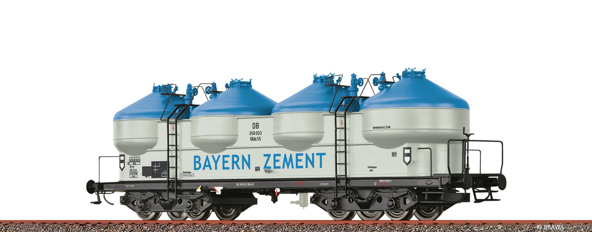 Brawa 50318 - Staubbehälterwagen KKds55 'Bayern Zement', DB, Ep.III