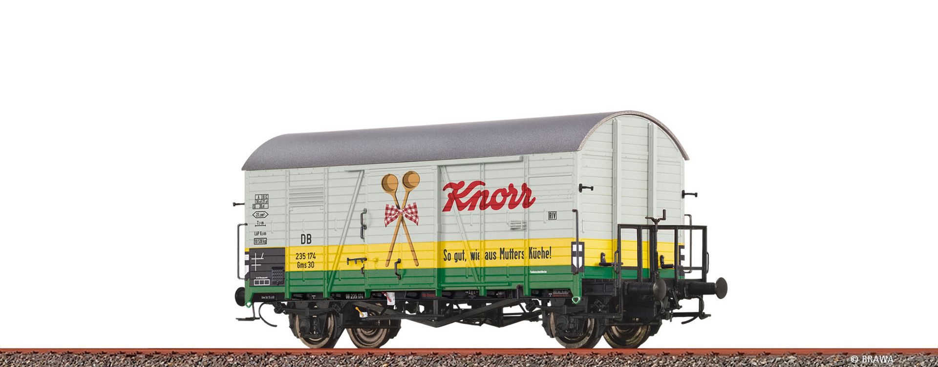 Brawa 51135 - Gedeckter Güterwagen Gms30 "Knorr", DB, Ep.III
