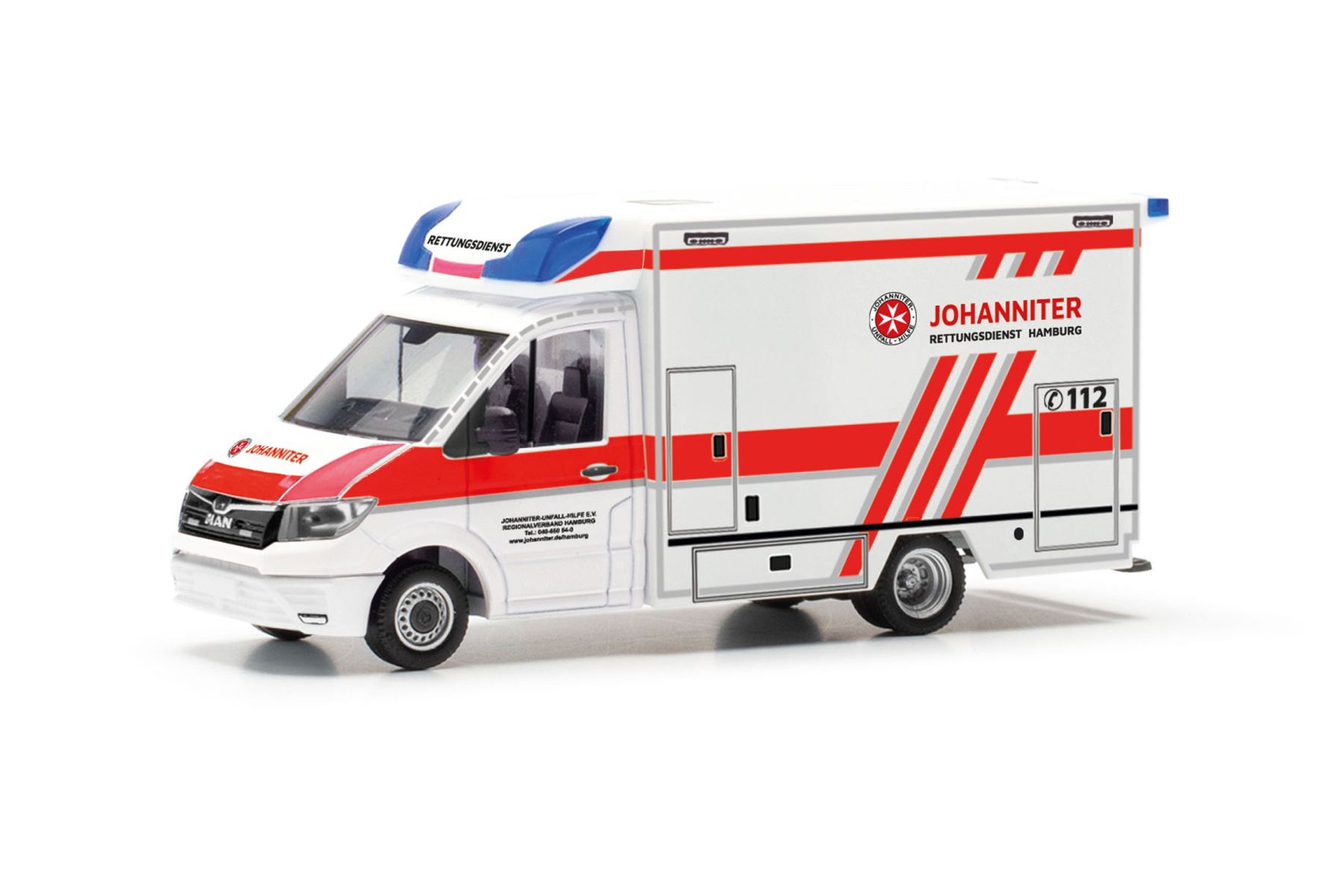 Herpa 098182 - MAN TGE Fahrtec Rettungswagen "Johanniter Hamburg"