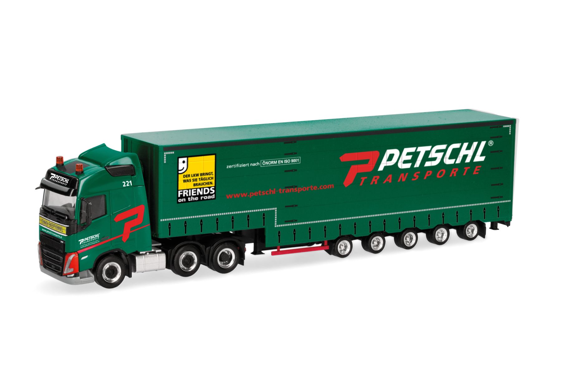 Herpa 318914 - Volvo FH GL 2020 Volumenplanen-Sattelzug "Petschl"