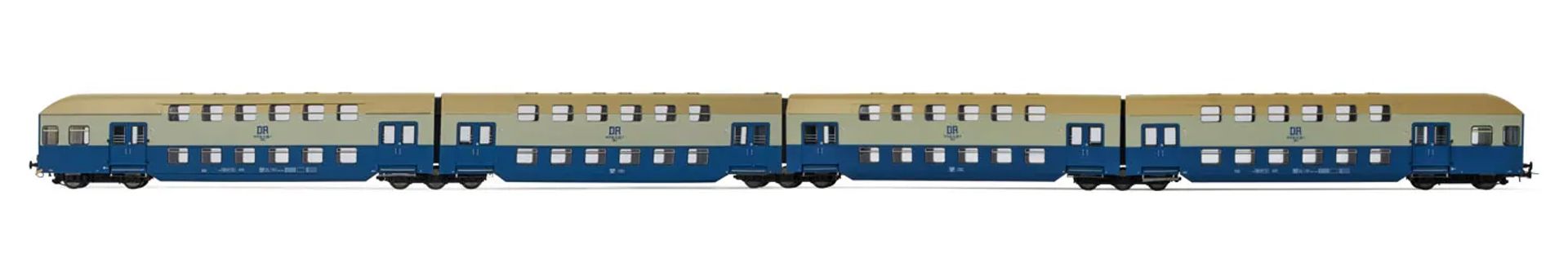 Rivarossi HR4371 - Doppelstockzug 4-teilig, blau-beige, DR, Ep.IV