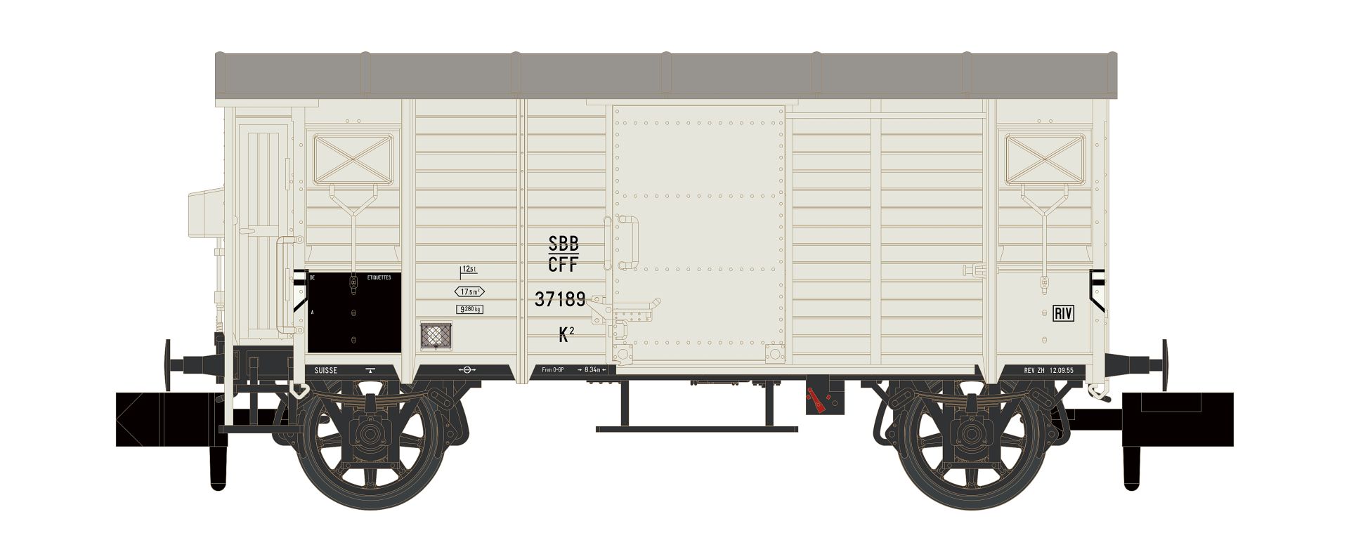 Hobbytrain H24206 - Gedeckter Güterwagen K2, SBB, Ep.III