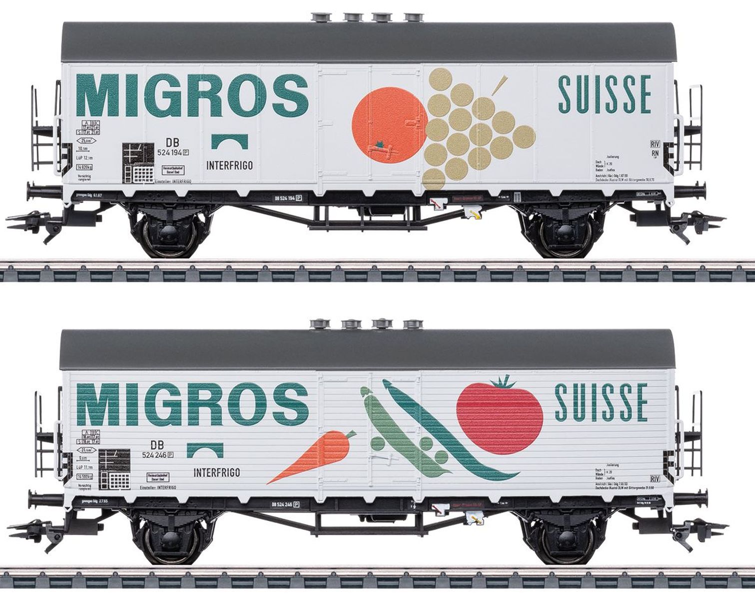 Märklin 46173 - 2er Set Kühlwagen Tnoms 35, DB, Ep.III 'MIGROS'