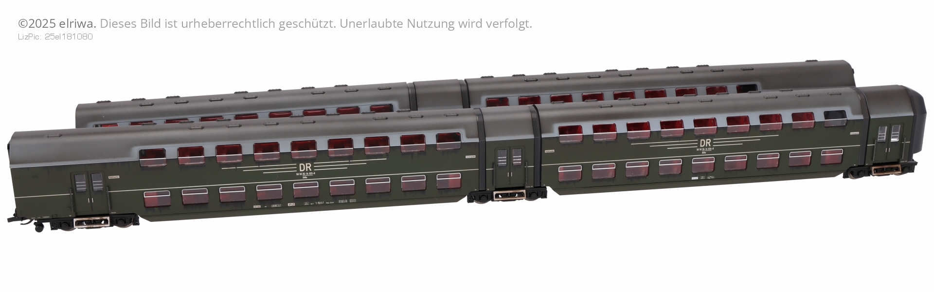 Kres 52033087 - Doppelstockgliederzug DGB 12, 4-teilig, DR, Ep.IV, verschmutzt, mit Innenbel., DC-Digital