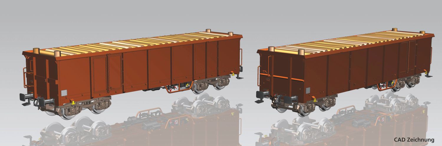 Piko 58235 - 2er Set offene Güterwagen Eaos mit Holzladung, DBAG, Ep.VI