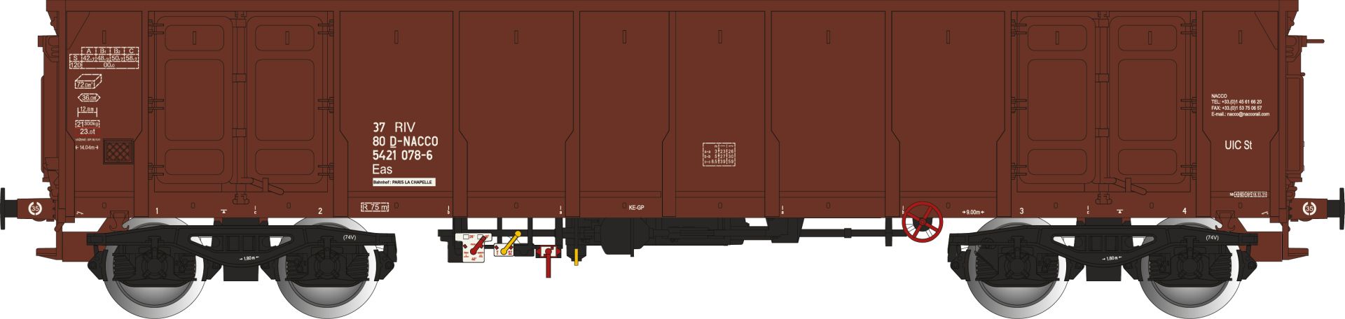 Albert Modell 542042 - Offener Güterwagen Eas, D-NACCO, Ep.VI