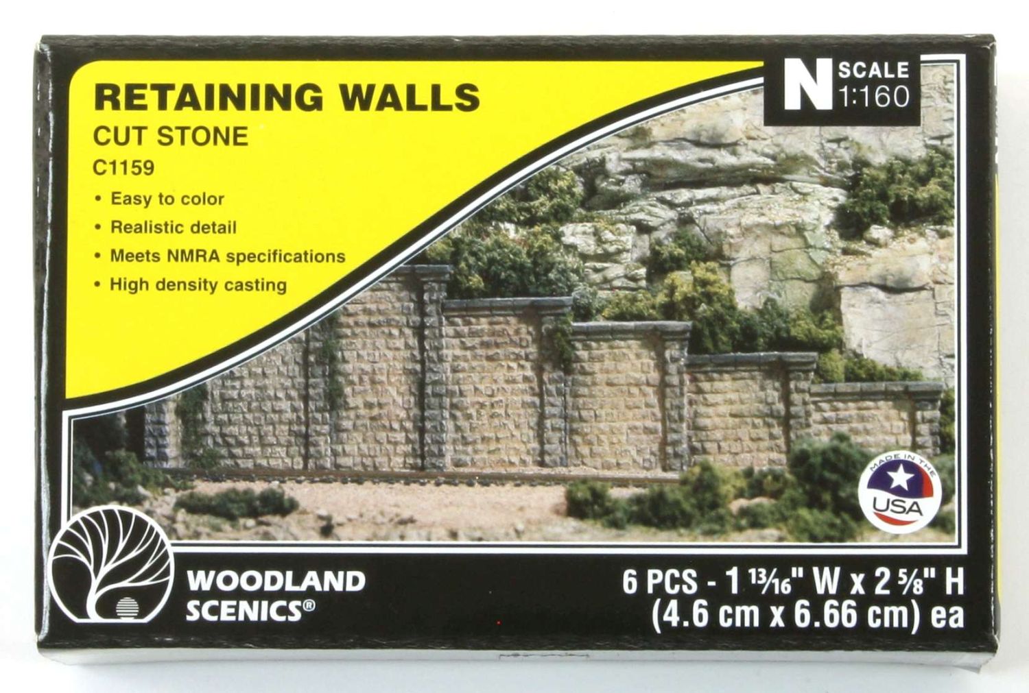 Woodland WC1159 - 6 Stützmauern, geschnittener Stein