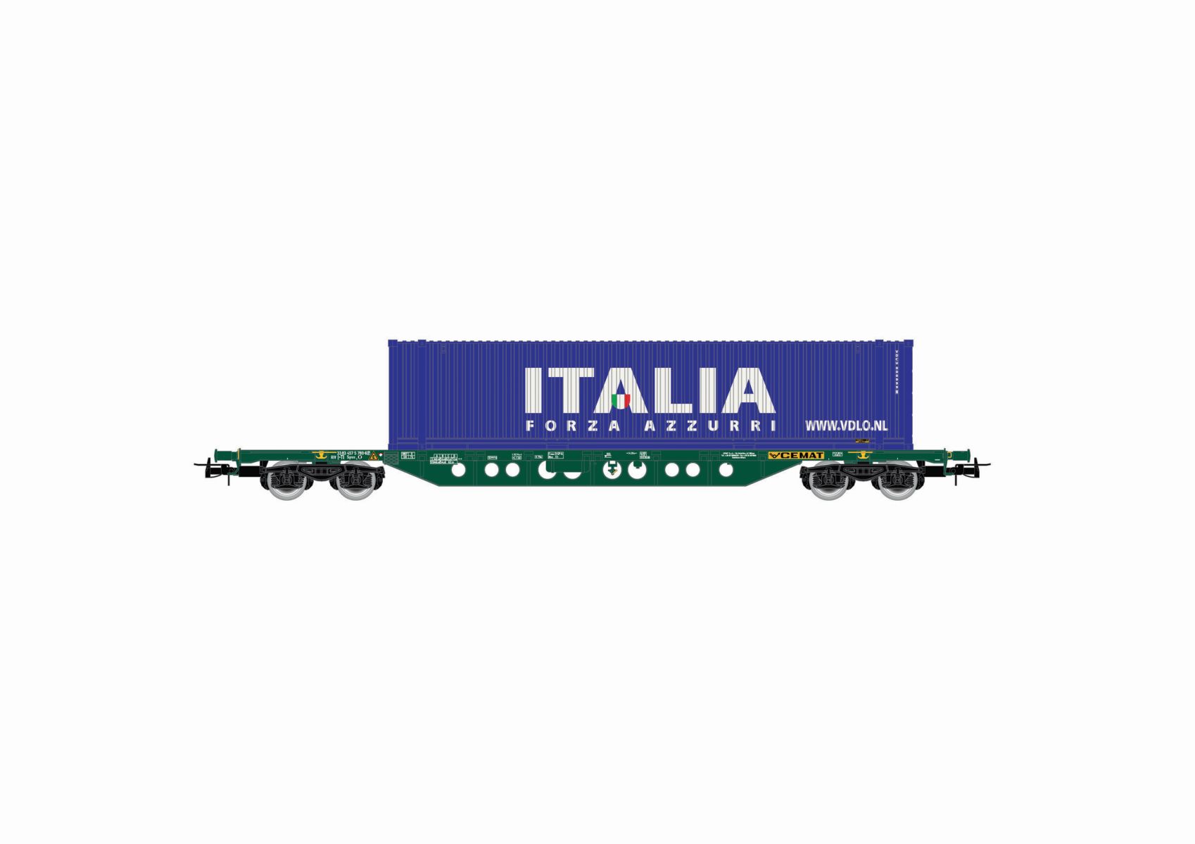 Rivarossi HR6617 - Flachwagen Sgns mit Containern, FS-CEMAT, Ep.V-VI 'ITALIA'