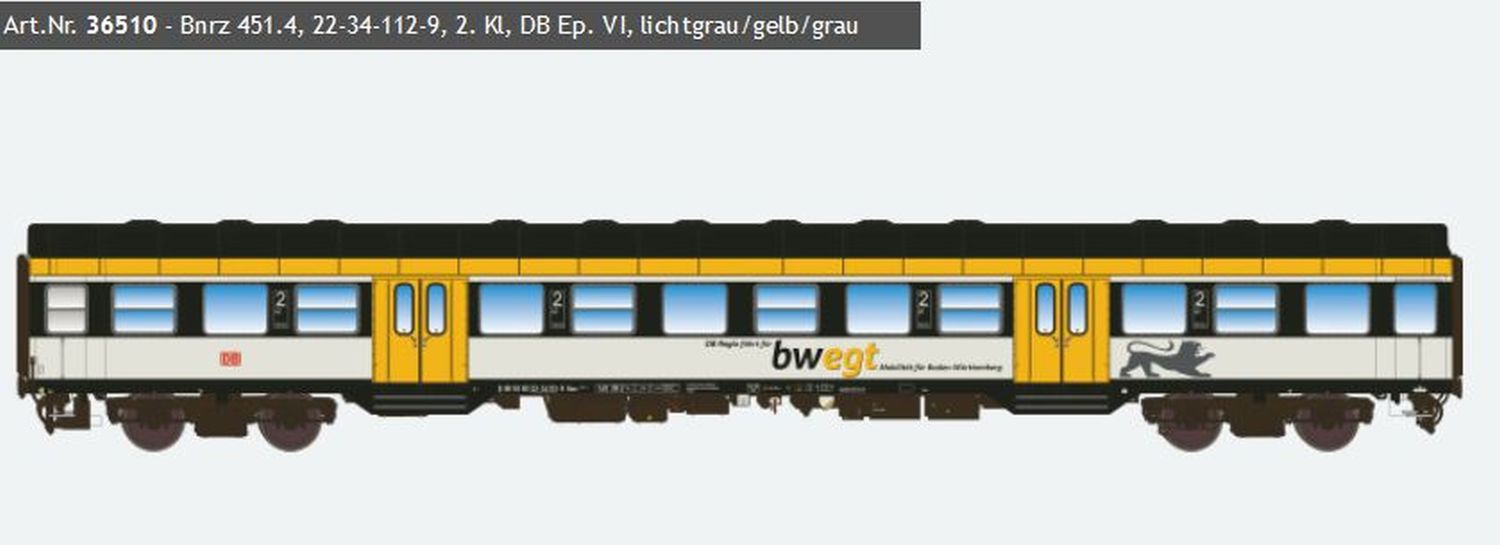 ESU 36510 - Personenwagen 'Silberling' Bnrz 451.4, DBAG, Ep.VI