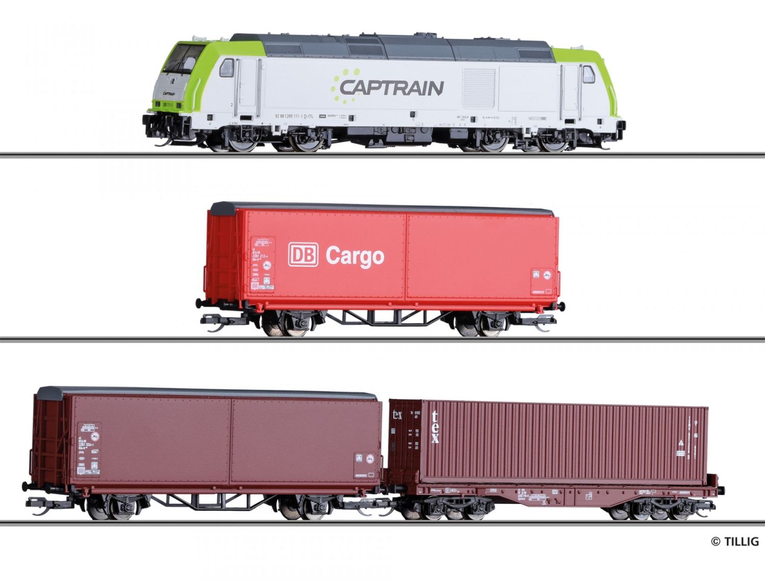 Tillig 01448 - Analoges Startset mit TRAXX und Güterzug, CAPTRAIN, Ep.VI