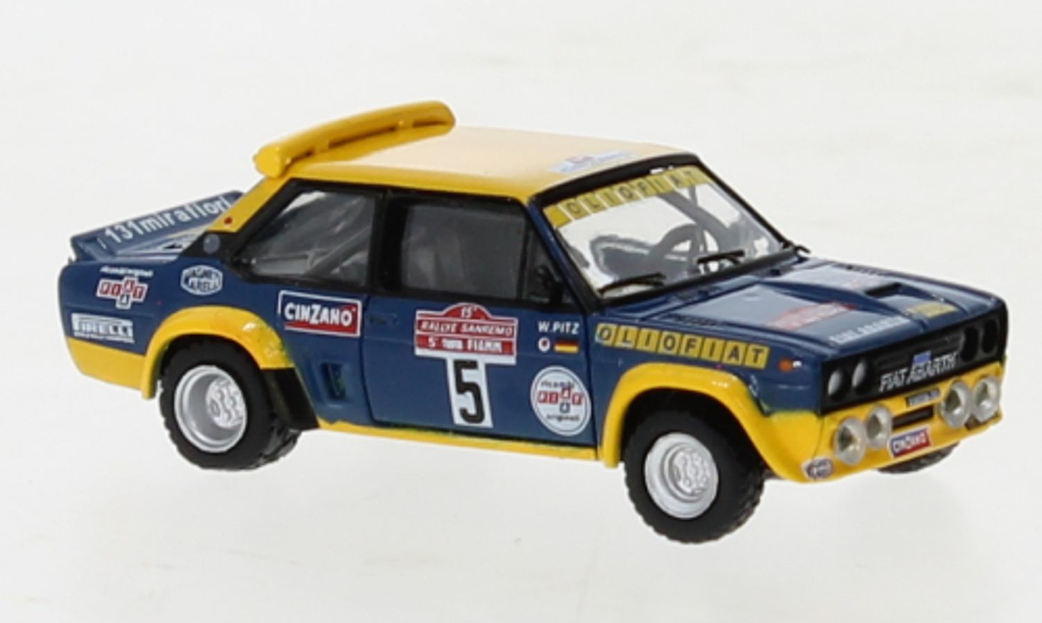 Brekina 22658 - Fiat 131 Abarth, No.5, Olio Fiat, Rally San Remo, W.Röhrl, 1977