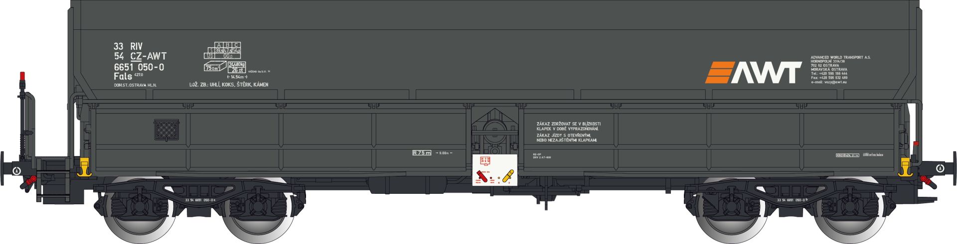 Albert Modell 665027 - Offener Güterwagen Fals, CZ-AWT, Ep.VI