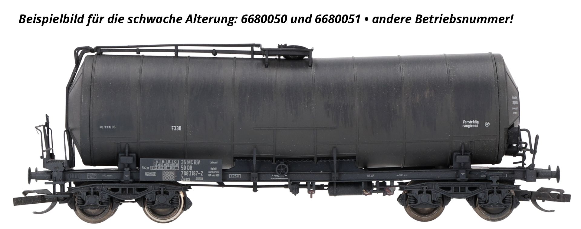 Roco 6680050 - Knickkesselwagen, DR, Ep.IV, schwarz, Wagen Nr. 5, schwache Alterung