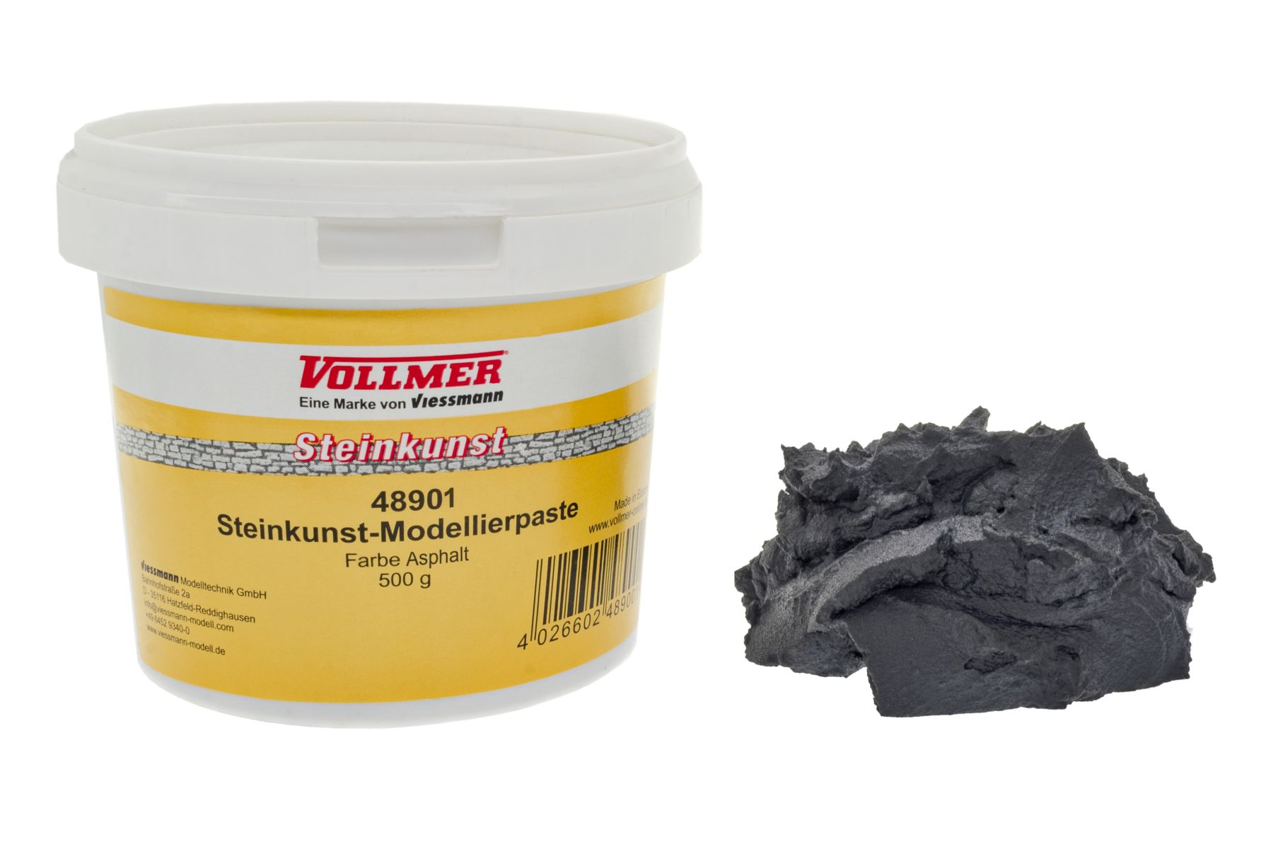 Vollmer 48901 - Steinkunst-Modellierpaste, Farbe Asphalt, 500 g