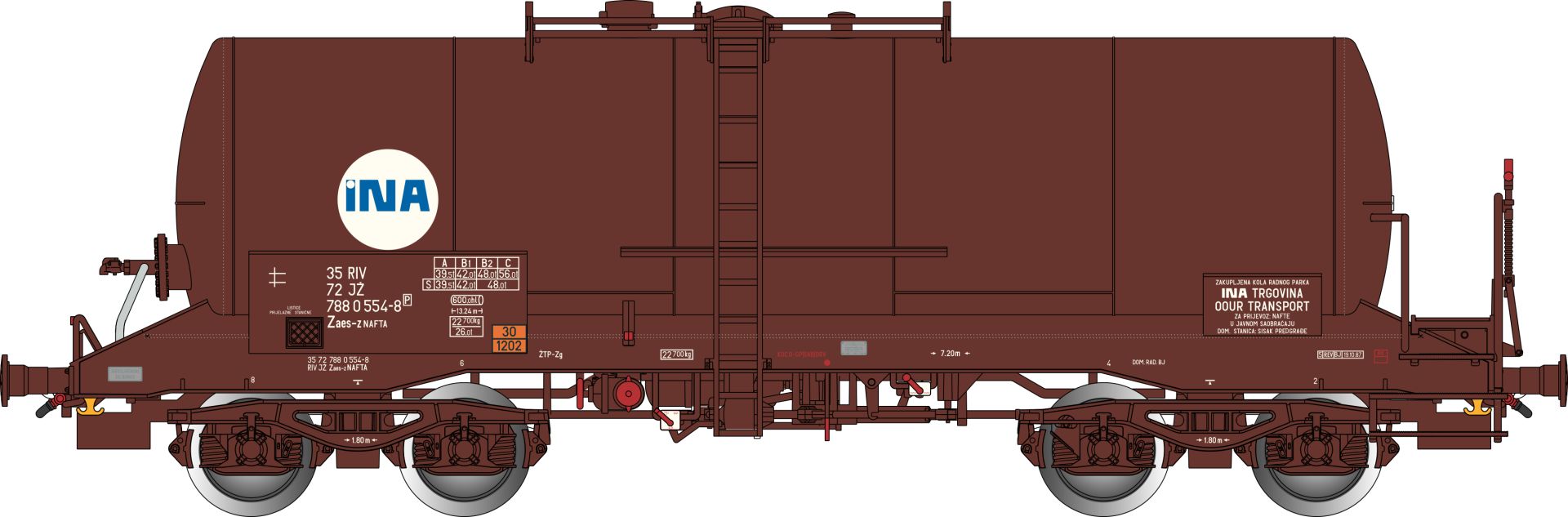 Albert Modell 788027 - Kesselwagen Zaes-z, JZ, Ep.IV 'INA'