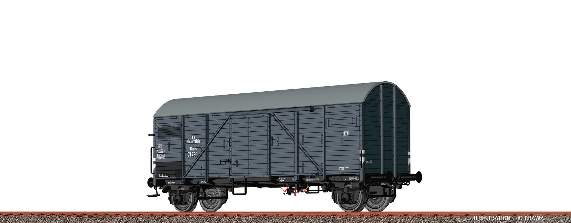 Brawa 50735 - Gedeckter Güterwagen Gmhs, BBÖ, Ep.III