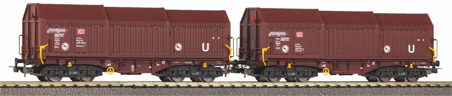 Piko 58293 - 2er Set Teleskophaubenwagen, DB-Cargo, Ep.VI