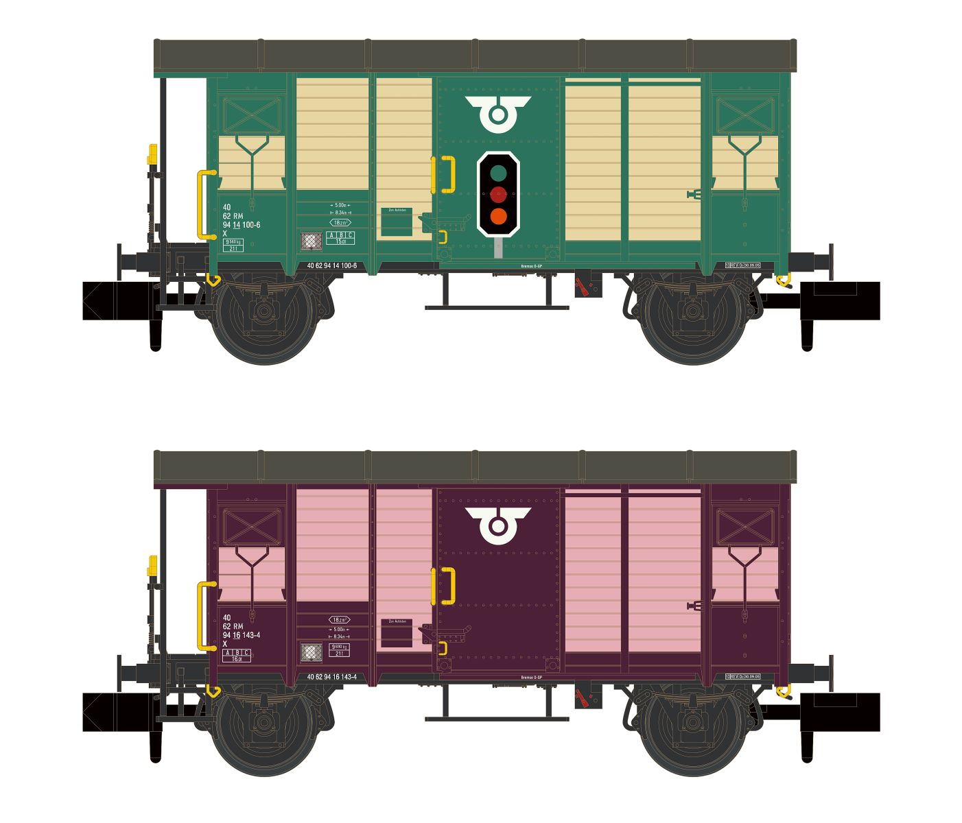 Hobbytrain H24207 - 2er Set gedeckte Güterwagen K2, RM, Ep.V