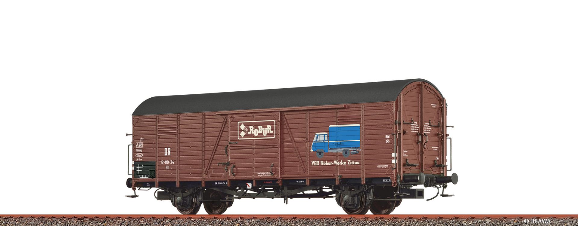 Brawa 50480 - Gedeckter Güterwagen Glr 23 'Robur', DR, Ep.III