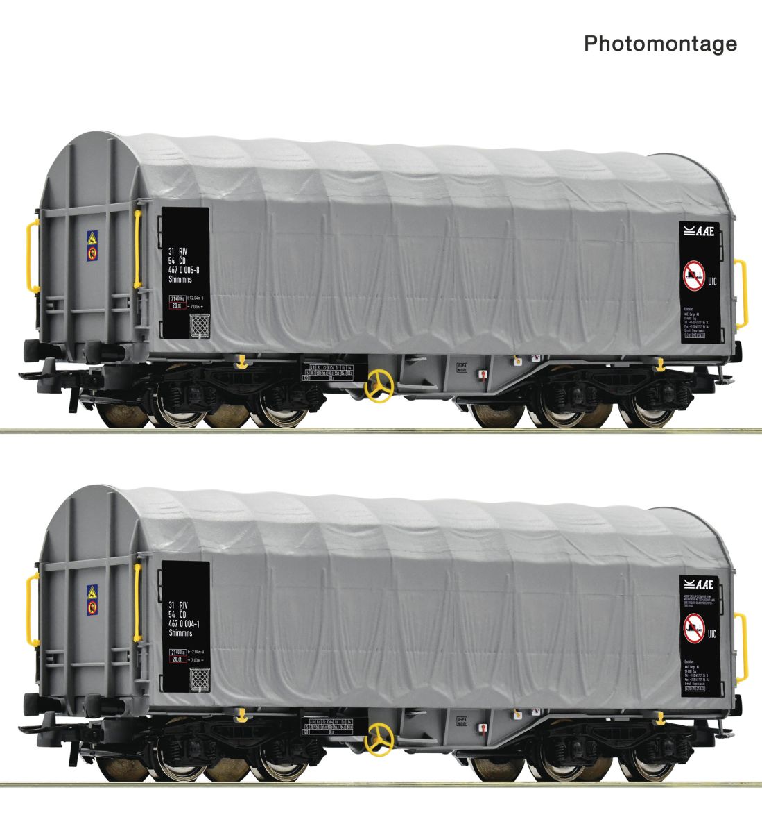 Roco 6600144 - 2er Set Schiebeplanenwagen, CD, Ep.V-VI