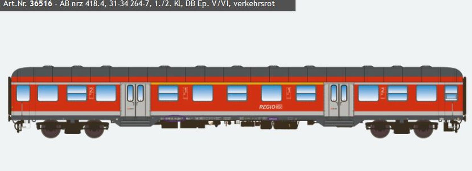 ESU 36516 - Personenwagen 'Silberling' ABnrz 418.4, DBAG-Regio, Ep.V-VI
