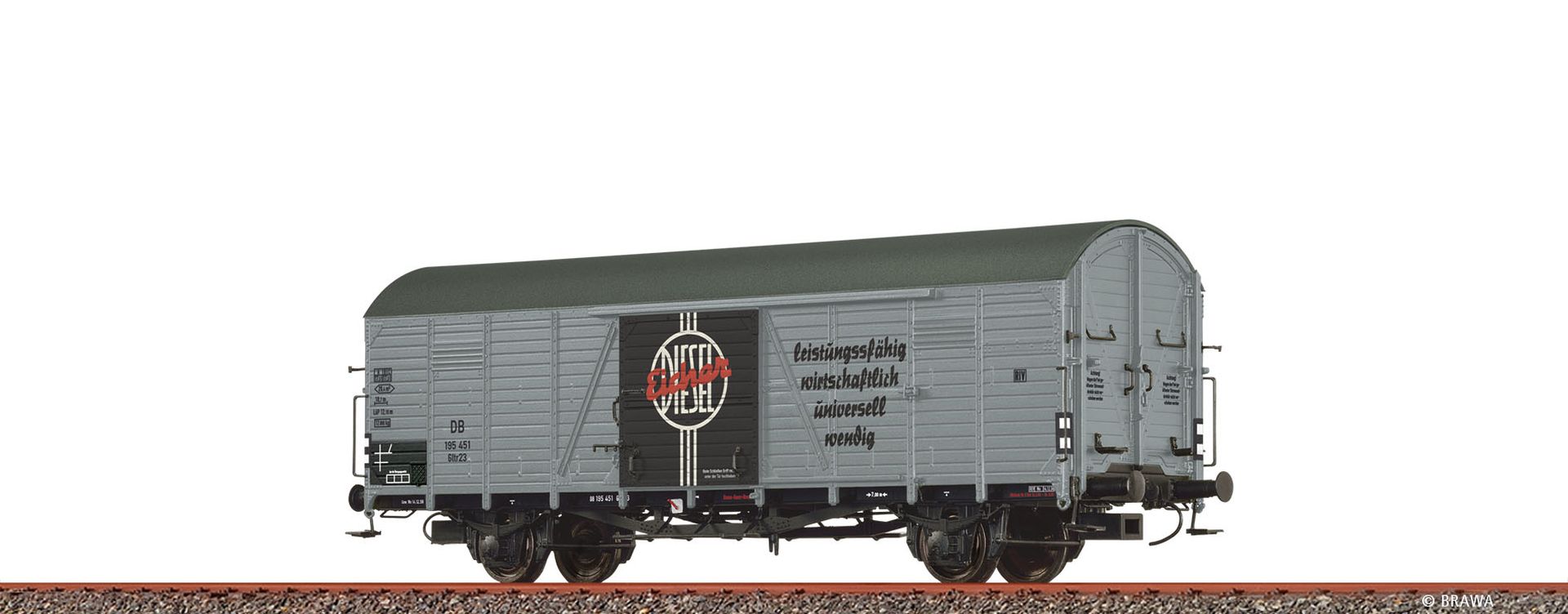 Brawa 50485 - Gedeckter Güterwagen Glr 23 'Eicher', DB, Ep.III