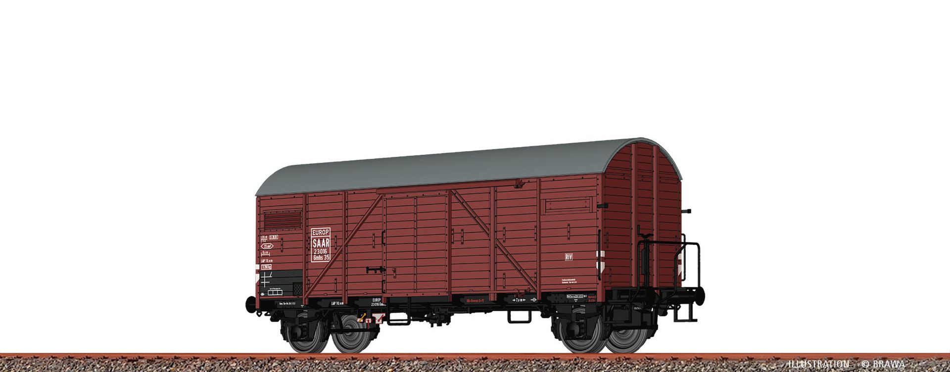 Brawa 50728 - Gedeckter Güterwagen Gmhs35 'EUROP', SAAR, Ep.III