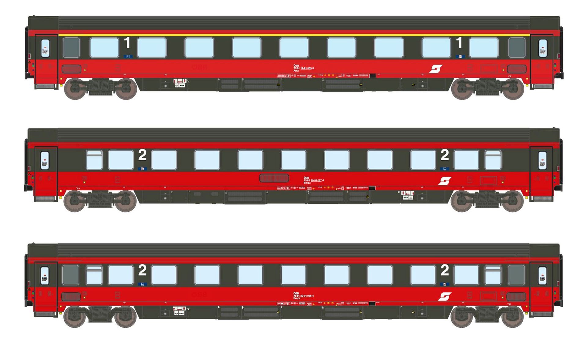 ASM 24002 - 3er Set Personenwagen Amz+2xBmpz EC 64, ÖBB, Ep.IV ASM 24002 - 3er Set Personenwagen Amz+2xBmpz EC 64, ÖBB, Ep.IV