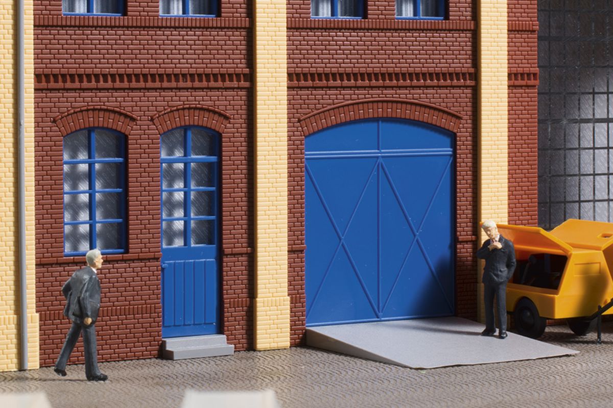 Auhagen 80255 - Tore und Türen blau, Stufen, Rampen