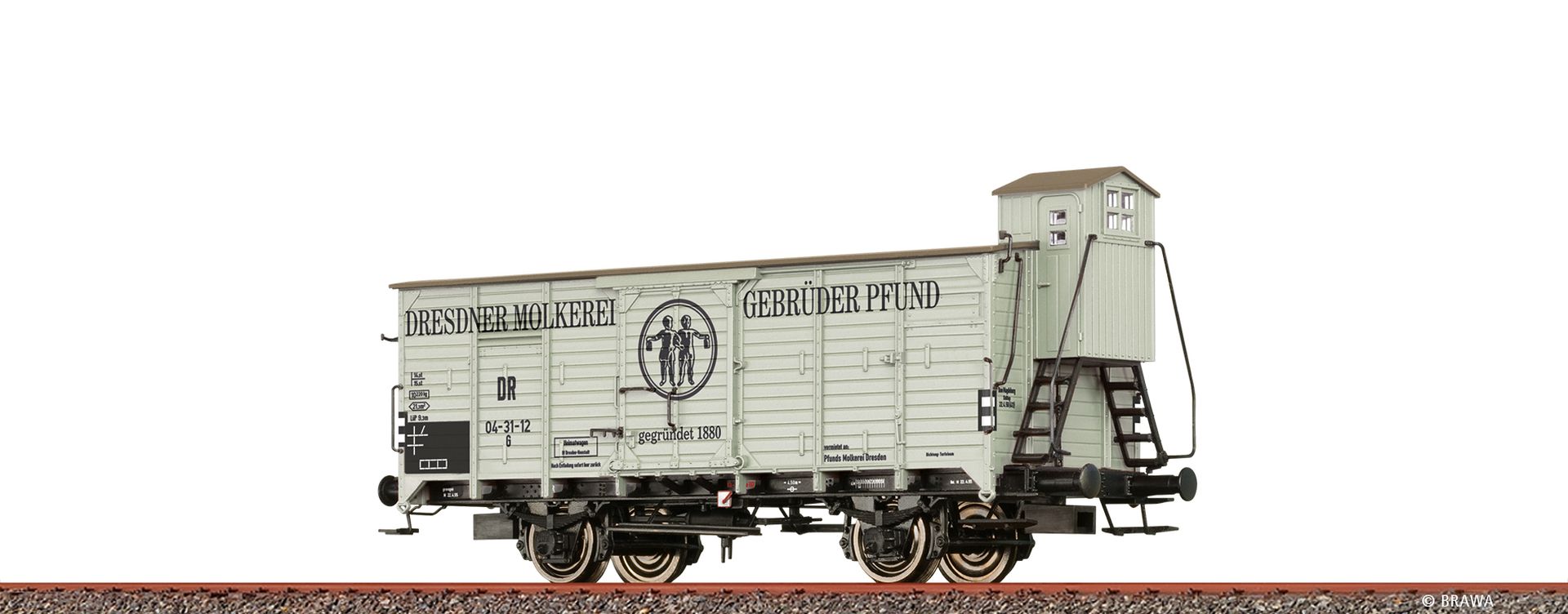 Brawa 50767-A24 - Gedeckter Güterwagen G 'Pfunds Milch', DR, Ep.III