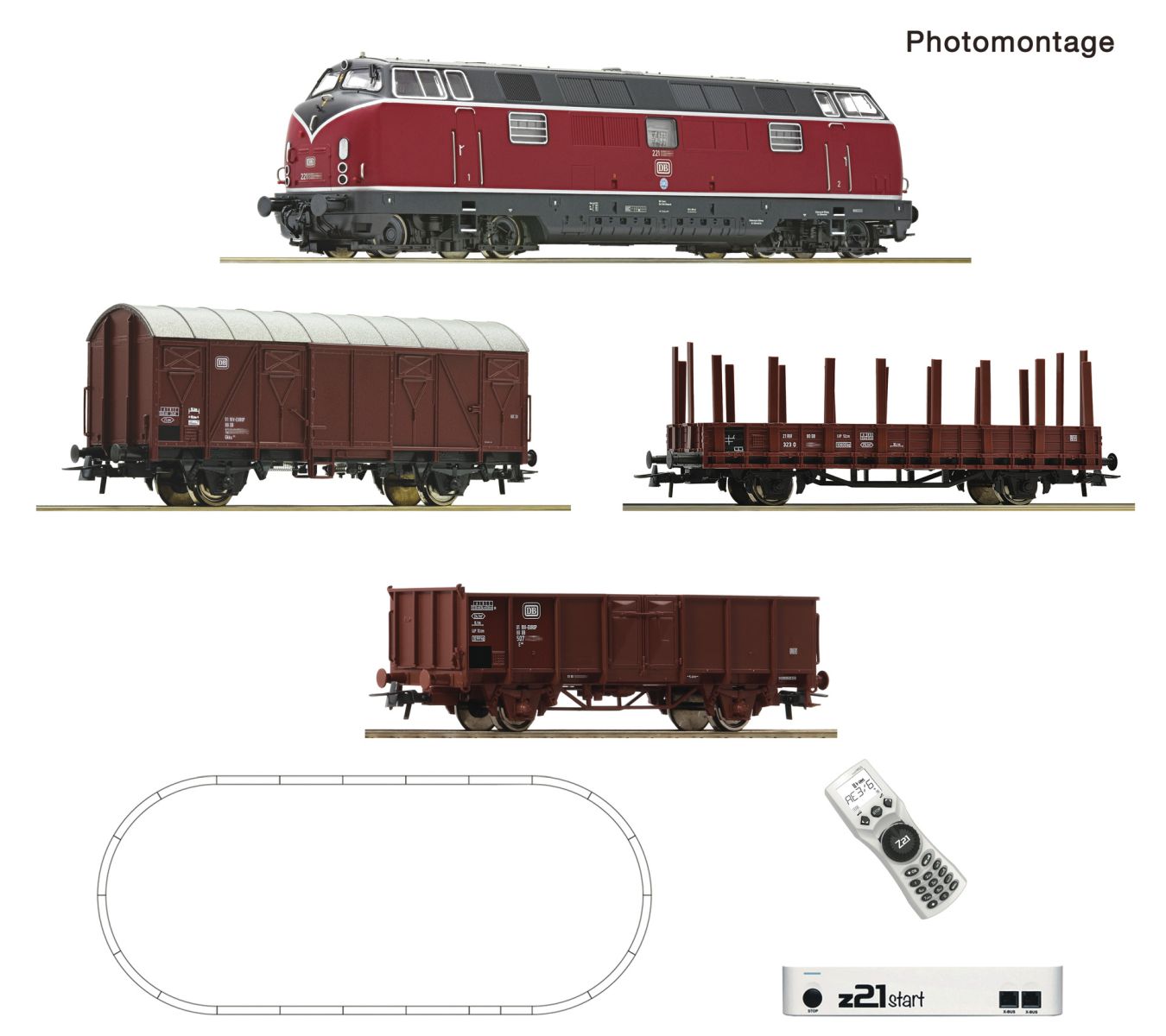 Roco 5110008 - Digitales Startset mit BR 221 und Güterzug, DB, Ep.IV, z21start