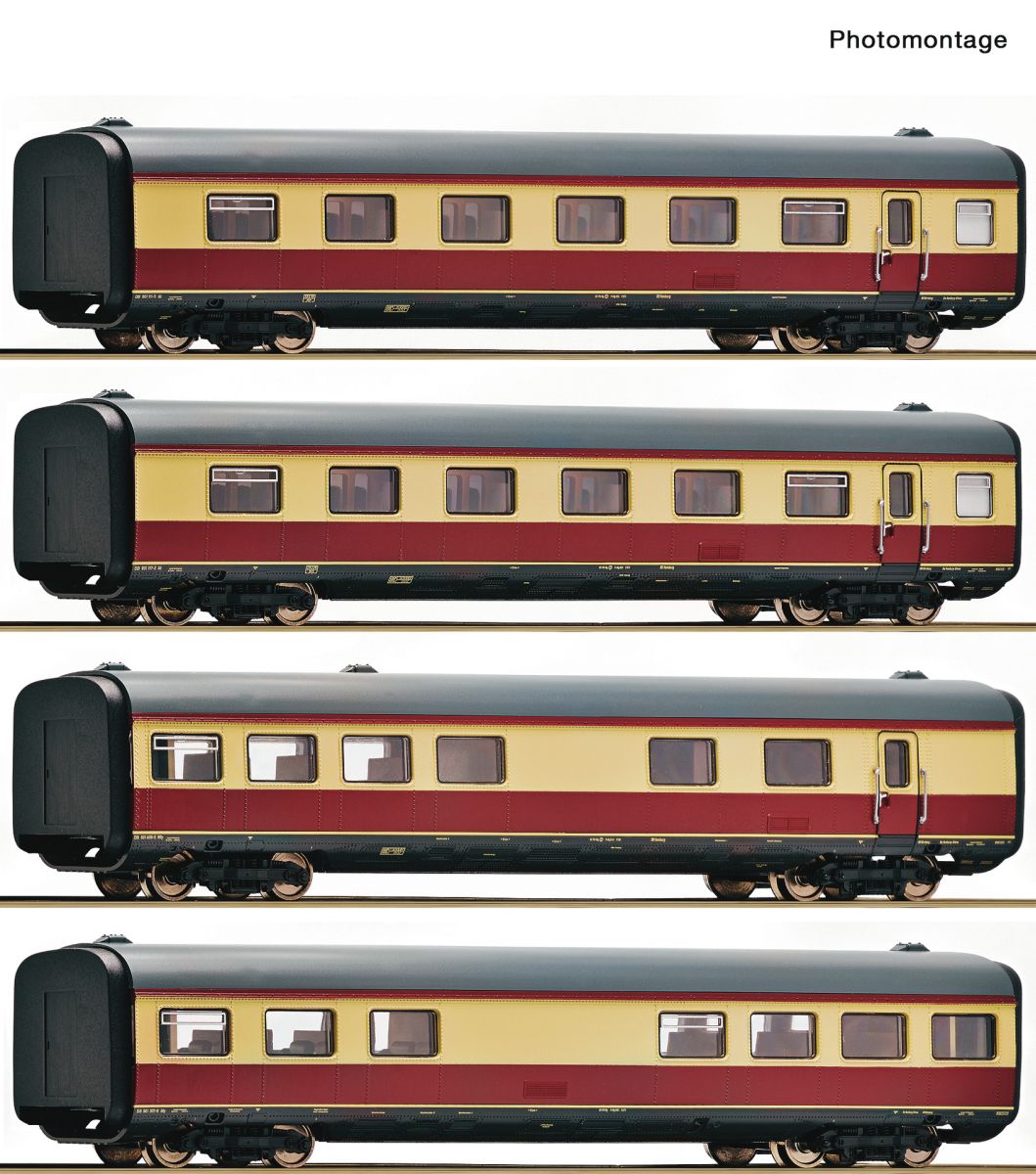 Roco 6220003 - 4er Set Mittelwagen für Gasturbinentriebzug BR 602, DB, Ep.IV, AC