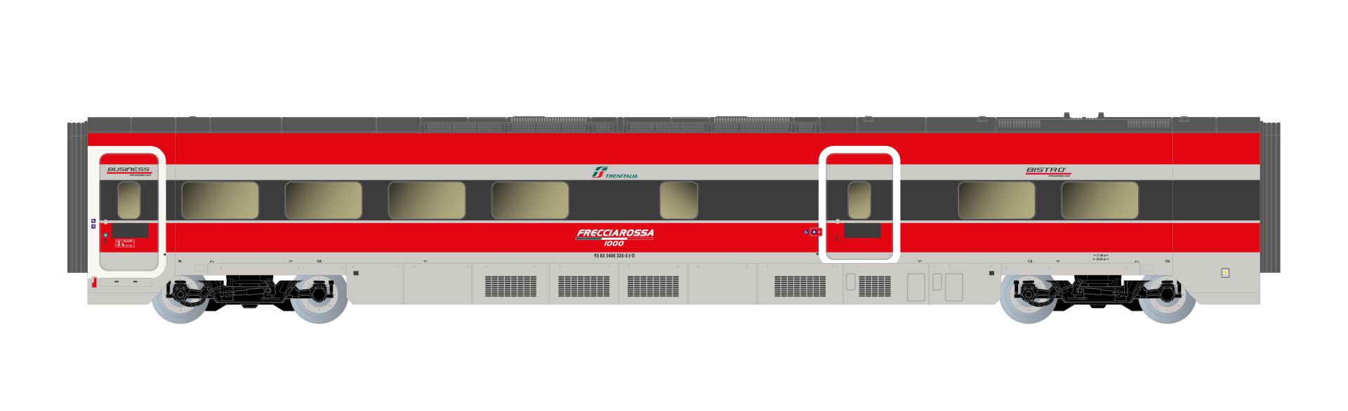 Arnold HN3513 - 4er Set Zwischenwagen, 4-tlg., Frecciarossa ETR 1000, FS-Trenitalia, Ep.VI 'Ducati'