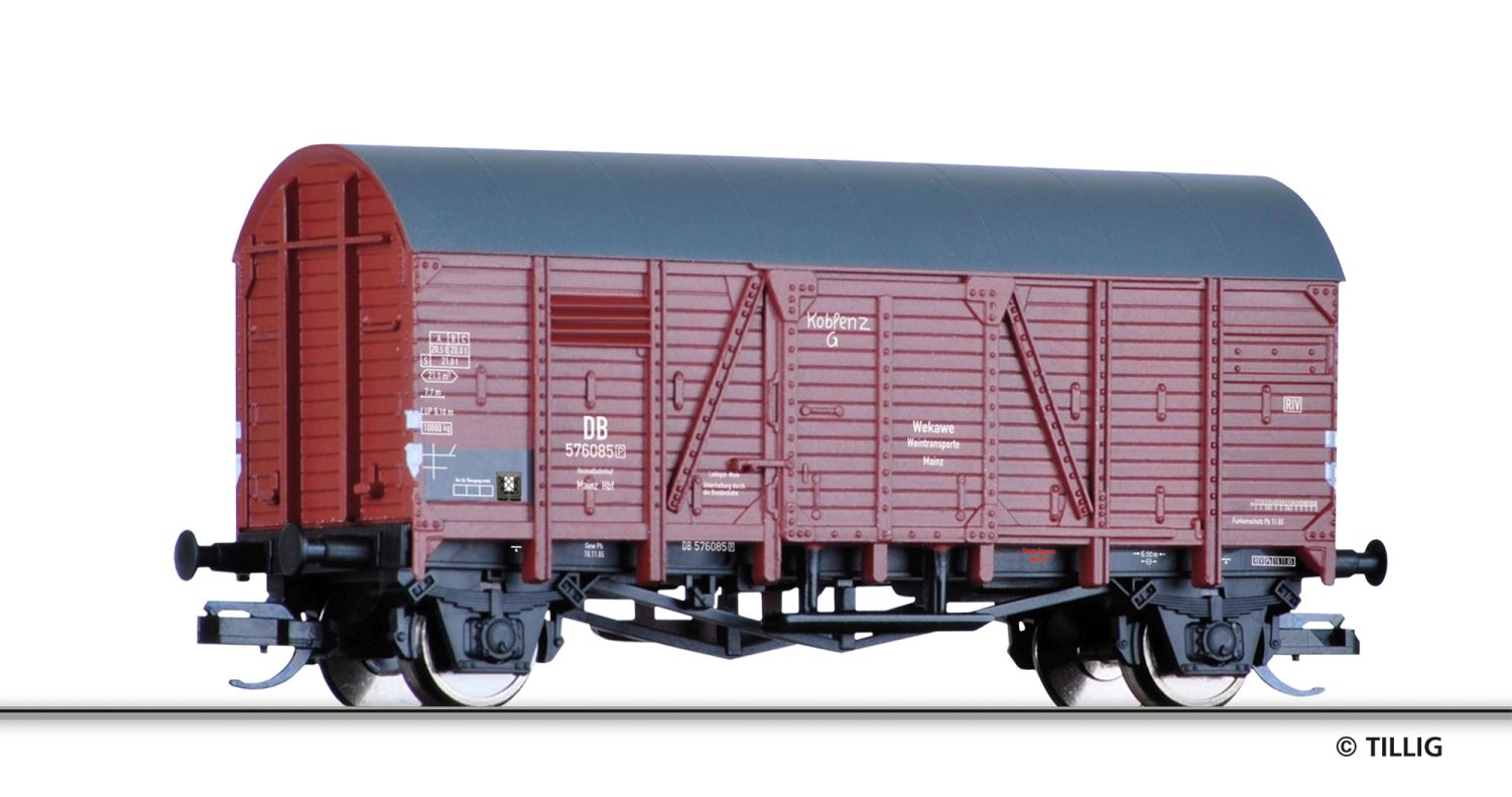 Tillig 95234 - Gedeckter Güterwagen, DB, Ep.III 'Wekawe Weintransporte Mainz'